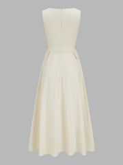 Buckle Waist Sleeveless Maxi Dress