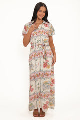 James Button Through Maxi Dress - Rose Tile
