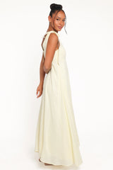 Valara Tie Shoulder Maxi Dress - Butter Yellow
