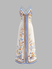 Casual Floral Printed Halter Long Dress