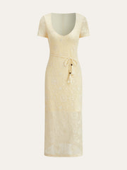 Crochet Belted Midi Dress