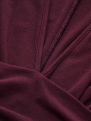 Deep V-Neck Ruched Long-Sleeve Mini Dress