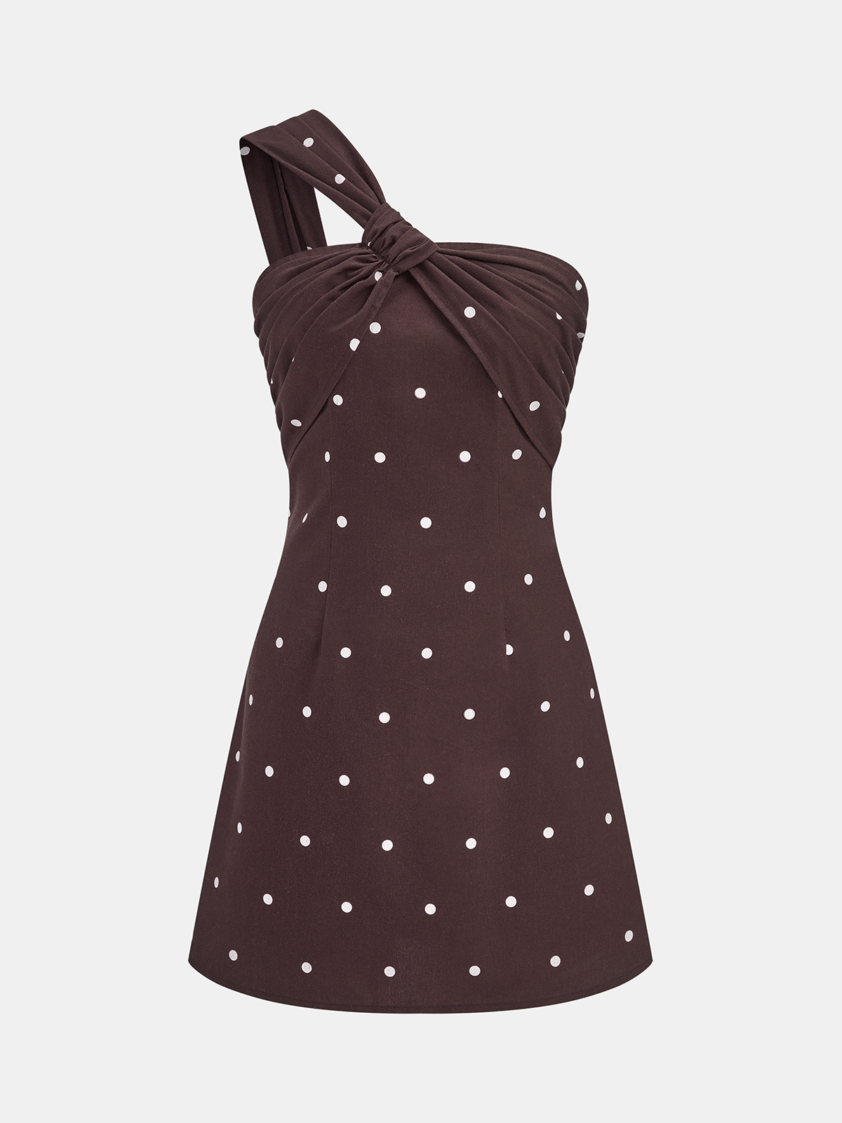 Polka Dot One Shoulder Linen Blend Mini Dress